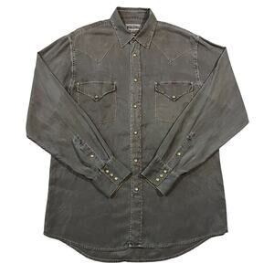 Ryan Michael Mens Brown Western Pearl Snap Silk Shirt Size Medium